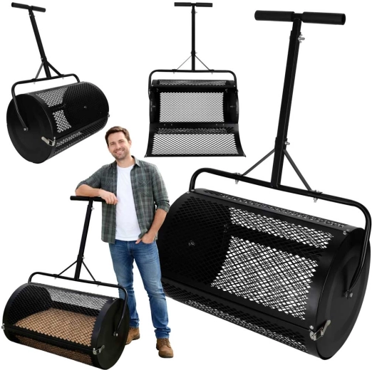 LUARO Kompost- und Düngestreuer mit Metall-Gitterwalze