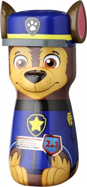 Duschgel und Shampoo 2-in-1 für Kinder PAW PATROL Chase 400 ml – 3D-Flasche