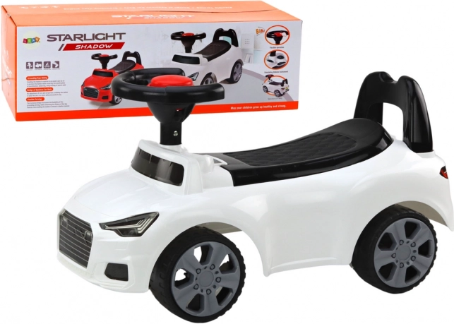 Rutschauto mit Rückenlehne und Hupe – weiß