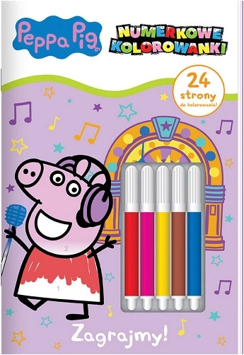 Peppa Wutz – Ausmalbilder nach Zahlen, Teil 4: Spielen wir! + 5 Filzstifte