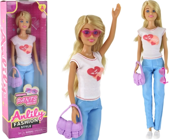 Puppe Anlily mit langen blonden Haaren und Accessoires – Weiß