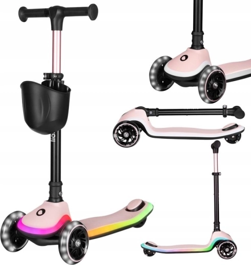 Klappbarer Kinderroller LIONELO Mey Pink Rose mit LED-Beleuchtung