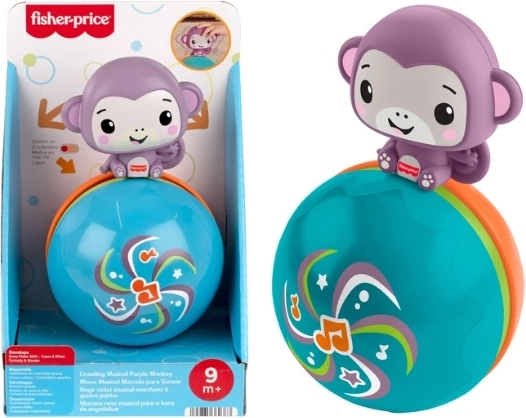 Fisher-Price lila Affe mit Ball zum Krabbeln