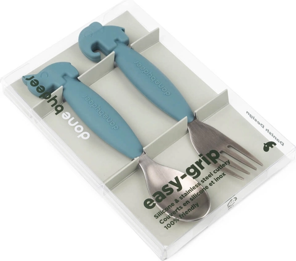 Done by Deer Kinderbesteck-Set Easy-grip Deer friends blau