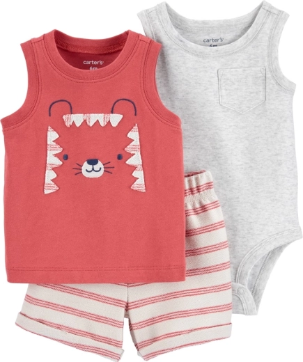 Carter's 3-teiliges Set für Jungen Red Tiger – ärmelloser Body, Unterhemd und Shorts (9 m)
