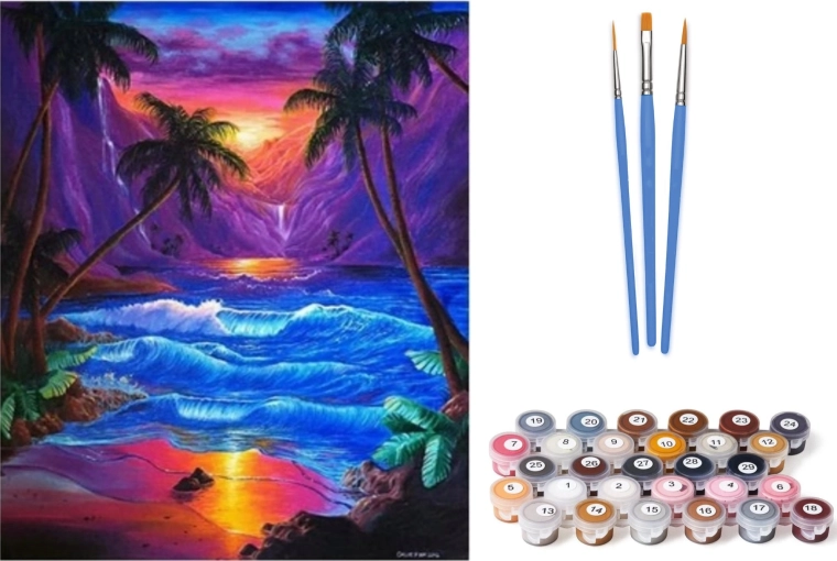 Norimpex Malen nach Zahlen Exotischer Sonnenuntergang 40 × 50 cm