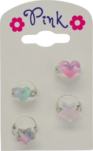 Set aus Kinder-Ringen mit Herzchen und Sternchen, 4 Stk.