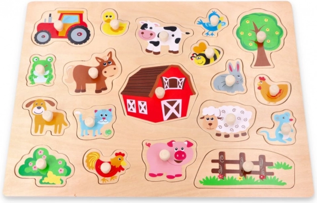 Großes Holzsteckpuzzle Bauernhof