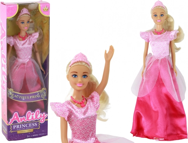 Puppe Anlily Prinzessin Blondine mit Tiara in rosa Kleidern