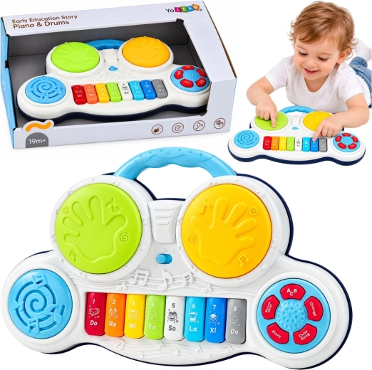 Interaktives Kinderklavier mit Trommeln und Tiergeräuschen