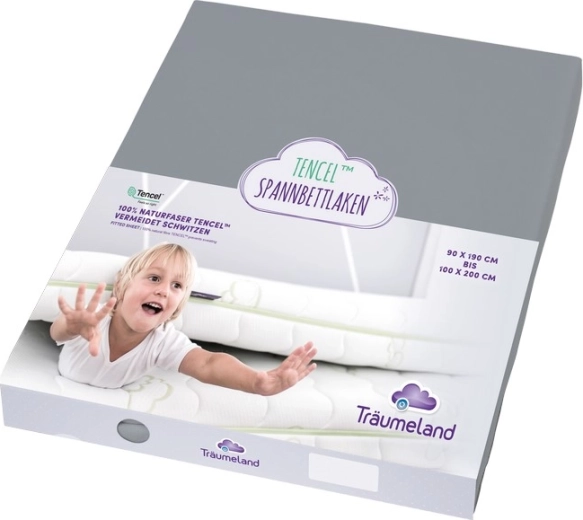 Träumeland Spannbettlaken für Juniorbett Tencel 90 × 200 cm, anthrazit
