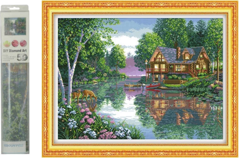 Diamantmosaik – Häuschen am See