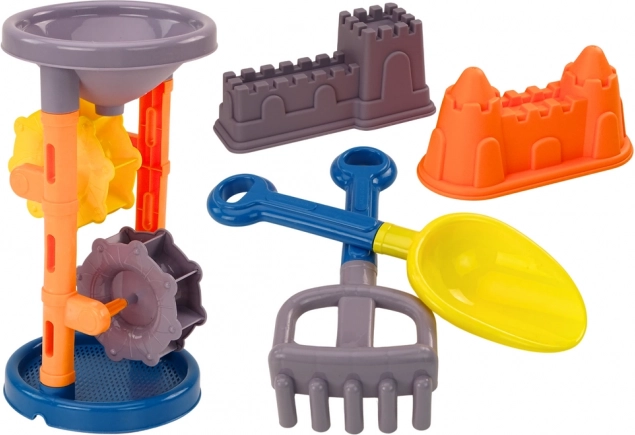 Sandspielset Mühle Schaufel Harke Formen Orange
