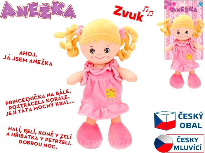 Sprechende und singende Puppe Anežka 36 cm – weiche Blondine