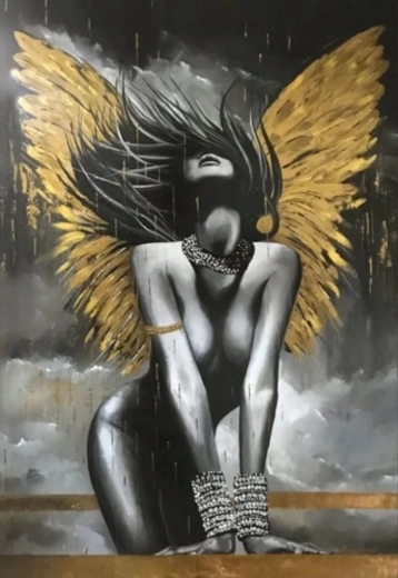 Norimpex Diamantmalerei Dame mit goldenen Flügeln 30 × 40 cm