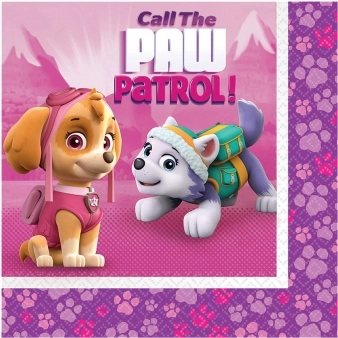 Paw Patrol Pink Papierservietten 33 x 33 cm (20 Stk.)