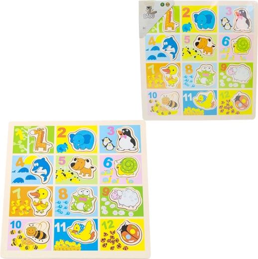 Babu Holzpuzzle Zahlen und Tiere