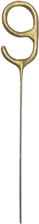 Kalte Wunderkerze Zahl 9 gold 15 cm - 1 Stück