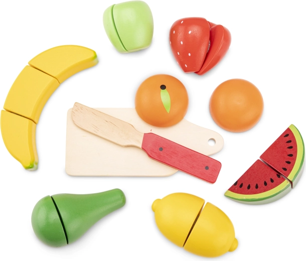Holz-Set zum Schneiden von Obst im Korb