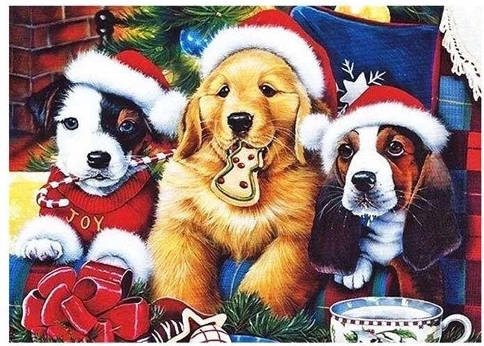 Norimpex Diamantmalerei Weihnachtswelpen 30 × 40 cm