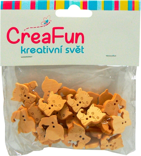 Holzknöpfe mit Katzenmotiv, 30 Stk. (16 × 21 mm)