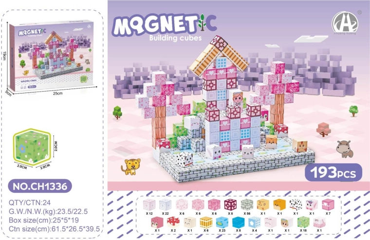 Set magnetischer 3D-Bausteine für Kinder 193 Stk.