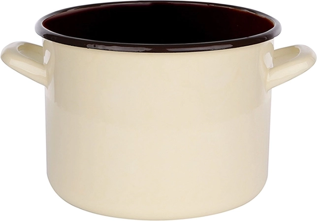 Emaillierter Topf Silesia 2,2 l 16 cm cremefarben mit dunklem Innenraum