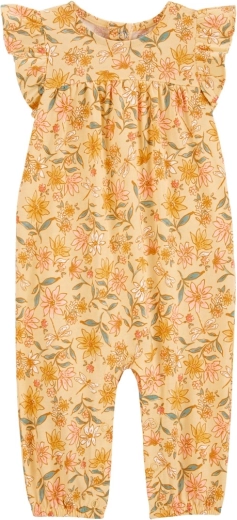 Kurzarm-Strampler ohne Fuß in Gelb mit Blumenmuster für Mädchen