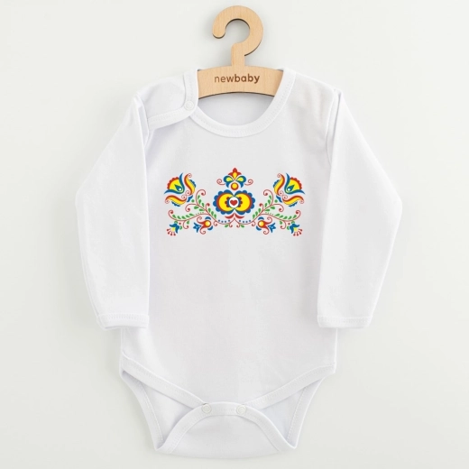 Langarm-Babybody New Baby mit Folkloremuster, Größe 68