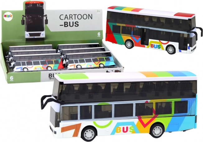 Mehrfarbiger Doppeldecker-Metallbus mit Schwungradantrieb, Licht und Sound