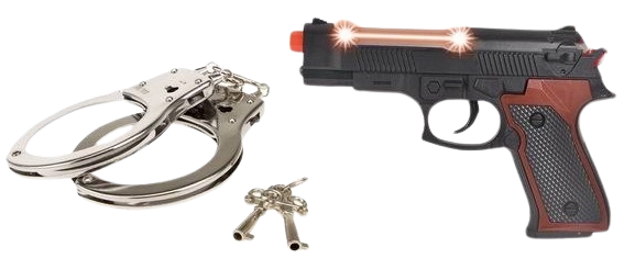 Polizeipistole mit Handschellen