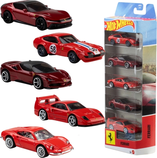 Hot Wheels Ferrari Set mit 5 Metall-Autos 1:64