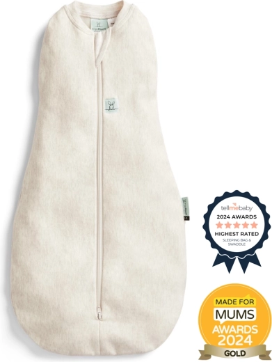 Ergopouch Pucksack und Schlafsack 2-in-1 Cocoon oatmeal marle 0–3 Monate 0,2 TOG
