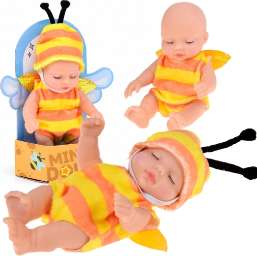 Mini-Babypuppe im Bienenkostüm 11 cm – 1 Stück