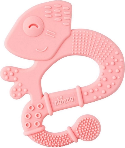Chicco Silikon-Beißring Super Soft Chameleon rosa 2M+