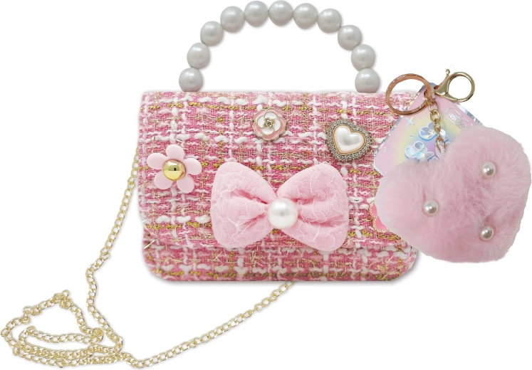 Mini-Handtasche mit Herzanhänger und Perlen