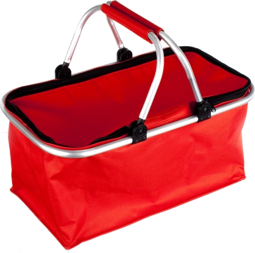 Faltbarer Einkaufskorb mit Reißverschluss, rot, 48 × 24 × 28 cm