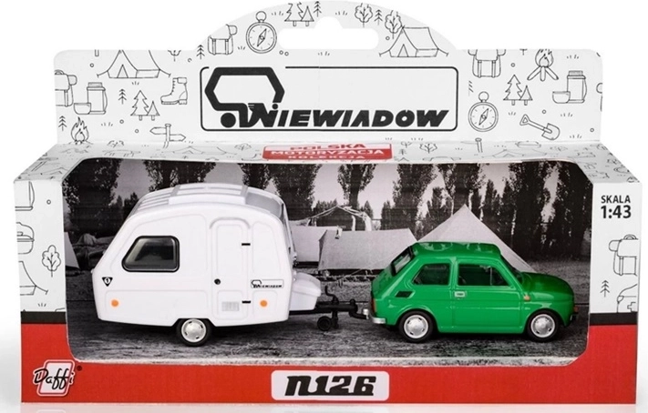 Fiat 126p mit Wohnwagen Niewiadów N-126, grün