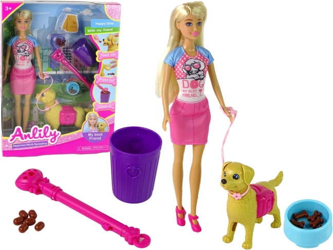 Puppe mit Hund zum Füttern ANLILY