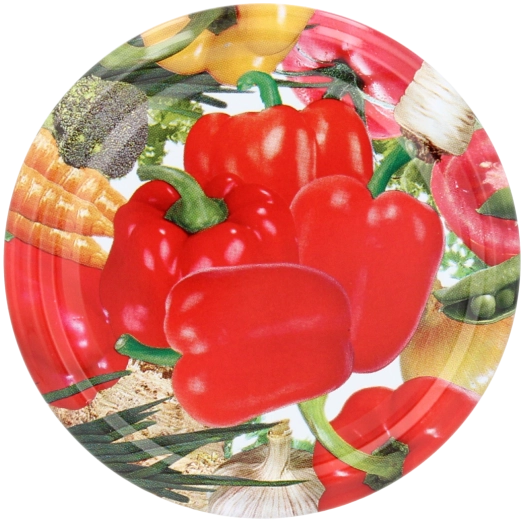 Metallische Einmachdeckel 82 mm mit Paprika-Motiv, 10 Stk.