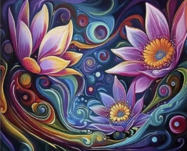 Diamantmalerei Abstrakte Blumen 30 × 40 cm