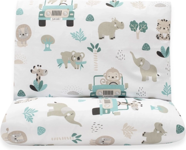 Baby-Baumwoll-Bettwäsche New Baby Safari II 90×120 cm, mintgrün