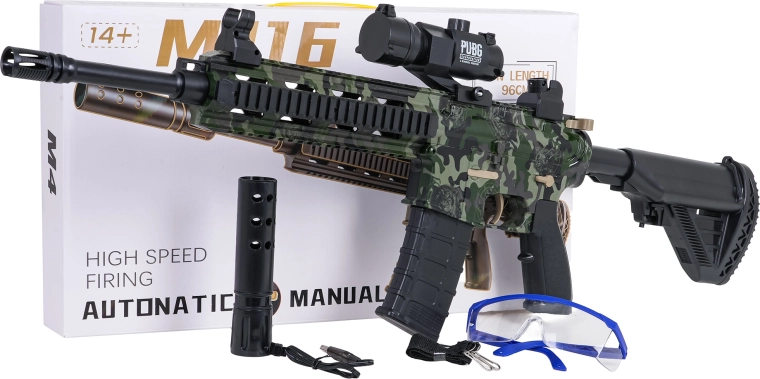 Gelblaster M416 mit Wasserkugeln und Zubehör
