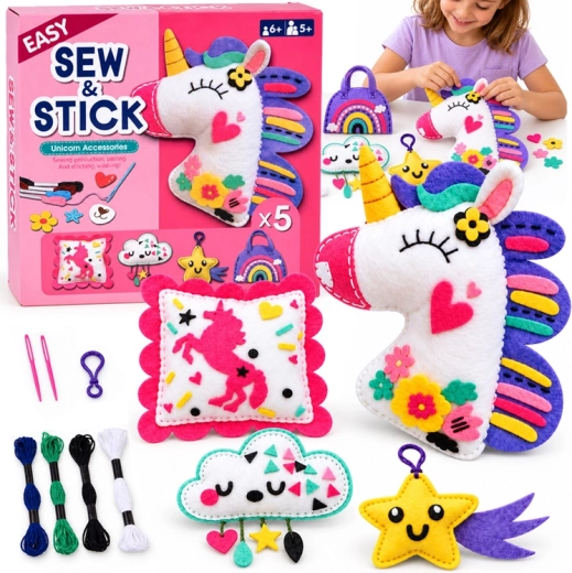 Kreativset zum Nähen und Kleben aus Filz Einhorn – 5 Dekorationen