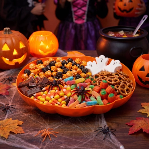 Halloween-Servierschüssel in Kürbisform, orange