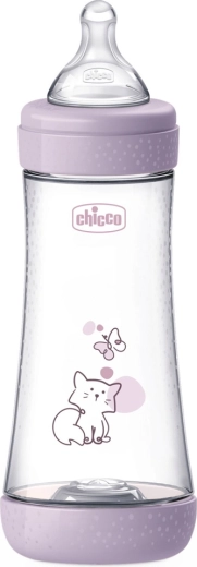 Chicco antikolik Babyflasche Perfect5 300 ml für Mädchen, schneller Durchfluss 4m+