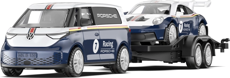 Siku Super VW ID. Buzz mit Anhänger und Porsche 911 GT3 RS