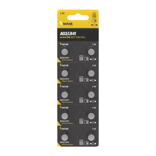 Alkalische Knopfzelle LR41 (AG3) 1,5 V – Packung mit 10 Stück