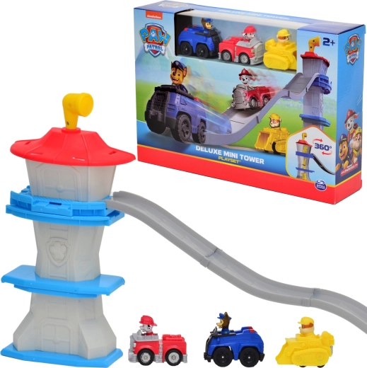 Paw Patrol Deluxe-Turm 3-in-1 mit Rennstrecke und 3 Fahrzeugen