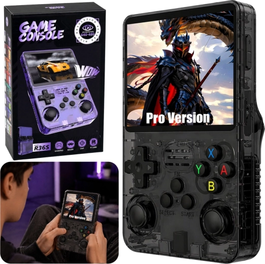 Tragbare Retro-Spielkonsole R36S mit 3,5" IPS-Display – Schwarz